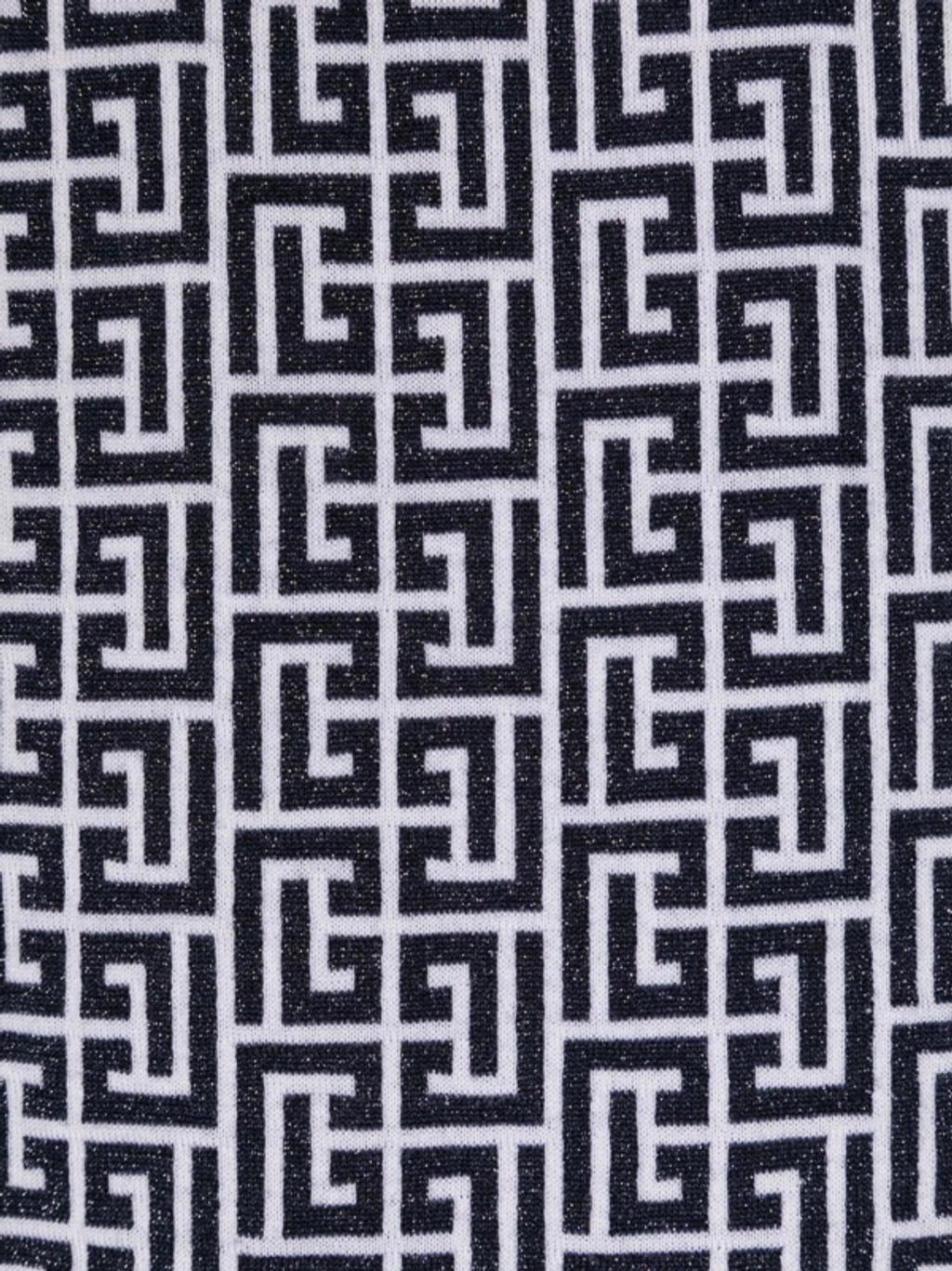 BALMAIN Monogram-pattern Wool-blend Scarf In Multicolor Product Image