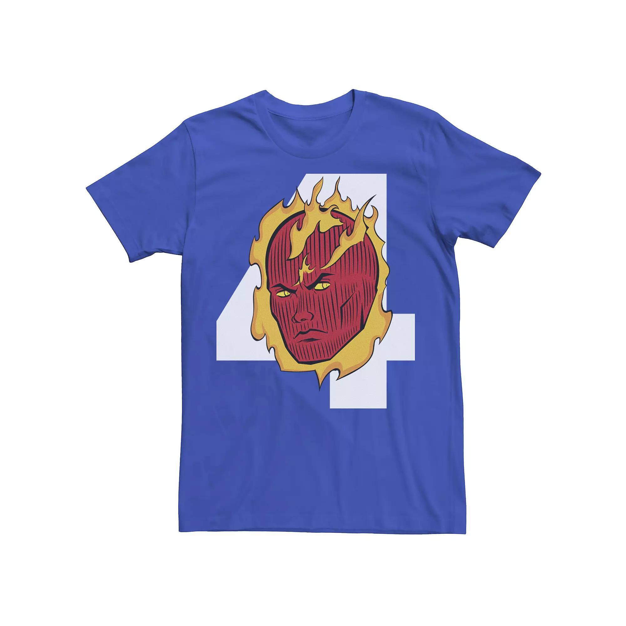 Men's Marvel Fantastic Four Human Torch Big Face 4 Logo Tee, Size: XL, Royal Product Image