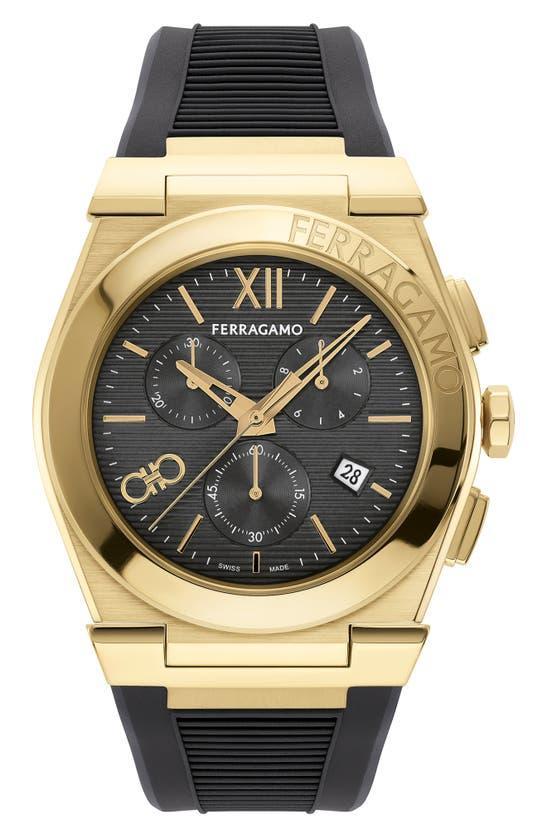 FERRAGAMO Men's Vega Chrono Ip Yellow Gold-plated Stainless Steel & Woven Strap Watch/42mm In Black Gold Product Image