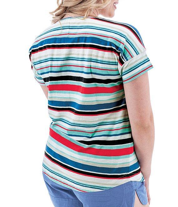 Aventura Summerville Stripe Print Scoop Neck Drop Shoulder Sleeve Top Product Image