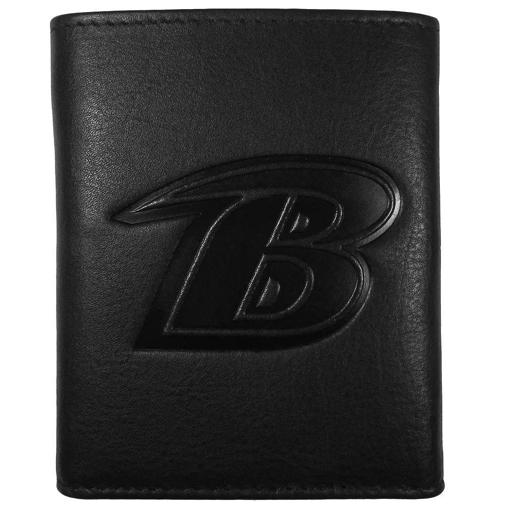 Men's Baltimore Ravens Embossed Leather Tri-Fold Wallet, Black Product Image