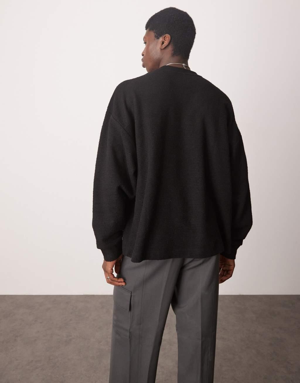 ASOS DESIGN extreme oversized long sleeve T-shirt with baggy sleeves in black Product Image