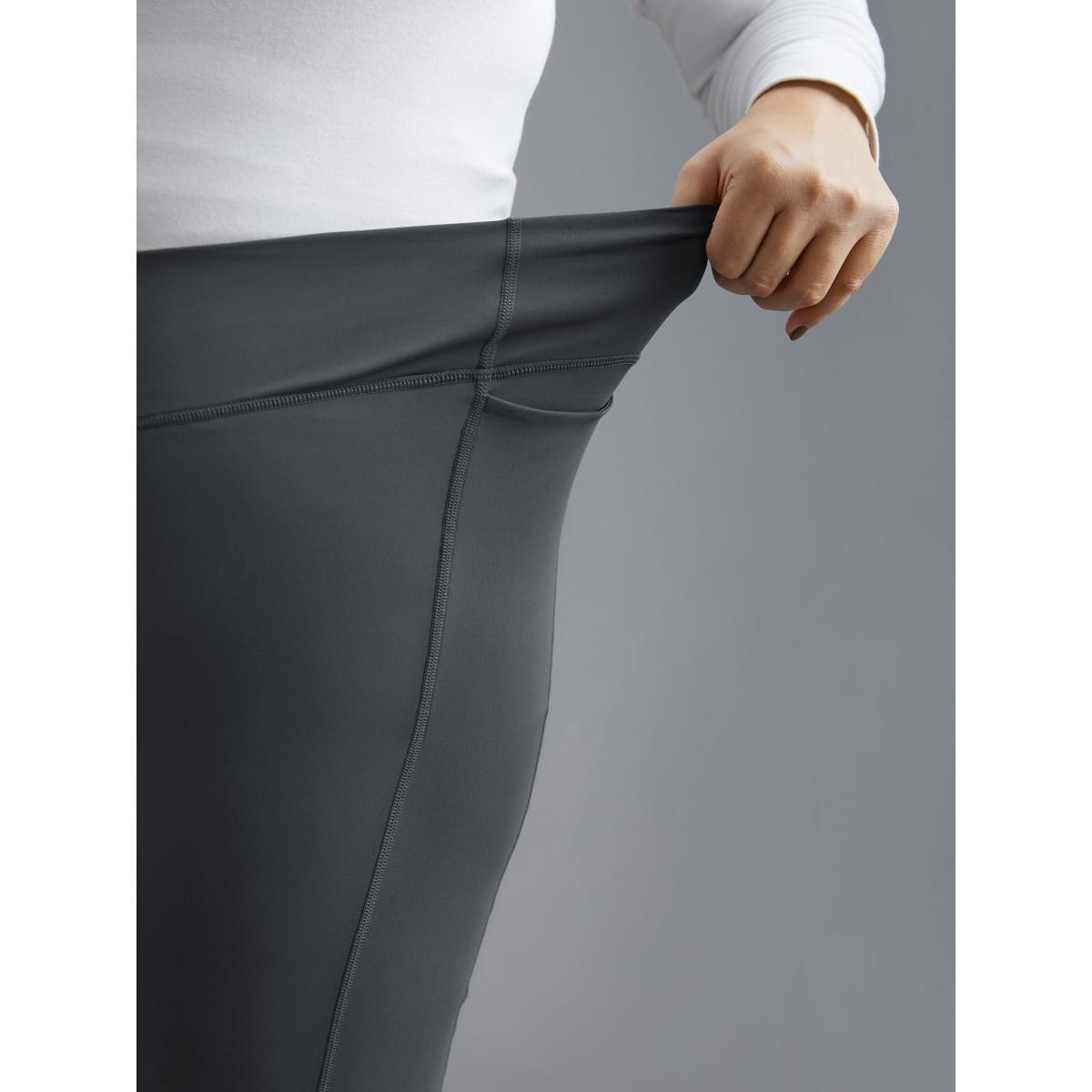 Plus Size V-Shaped Pocket Bootcut Leggings Women DimGray Casual Medium stretch Bootcut Mid Rise Everyday Leggings BloomChic 18-20/2X Product Image