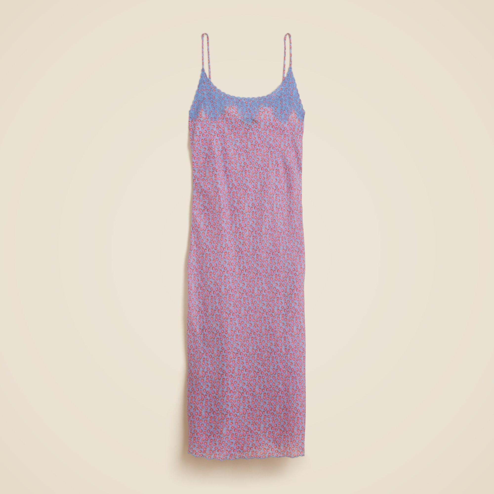 Embroidered slip dress in summer fields-print ramie Product Image