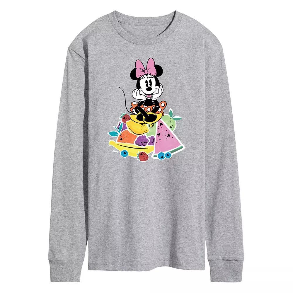 Disneys Minnie On Fruit Mens Graphic Tee Grey Gray Product Image