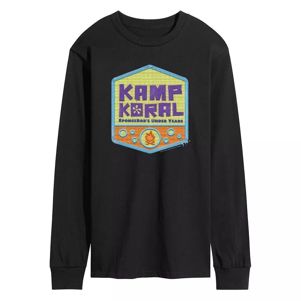 Mens SpongeBob SquarePants Kamp Koral Long Sleeve Graphic Tee Grey Gray Product Image