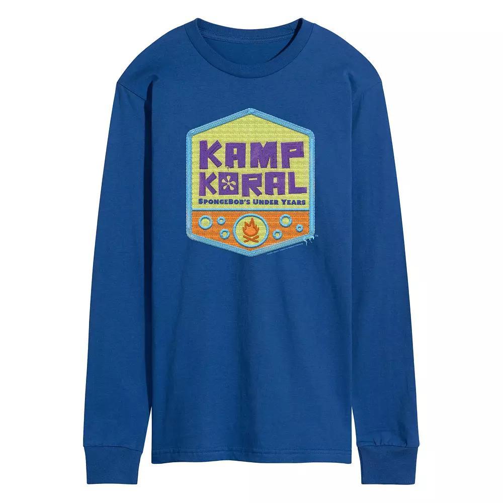 Mens SpongeBob SquarePants Kamp Koral Long Sleeve Graphic Tee Grey Gray Product Image