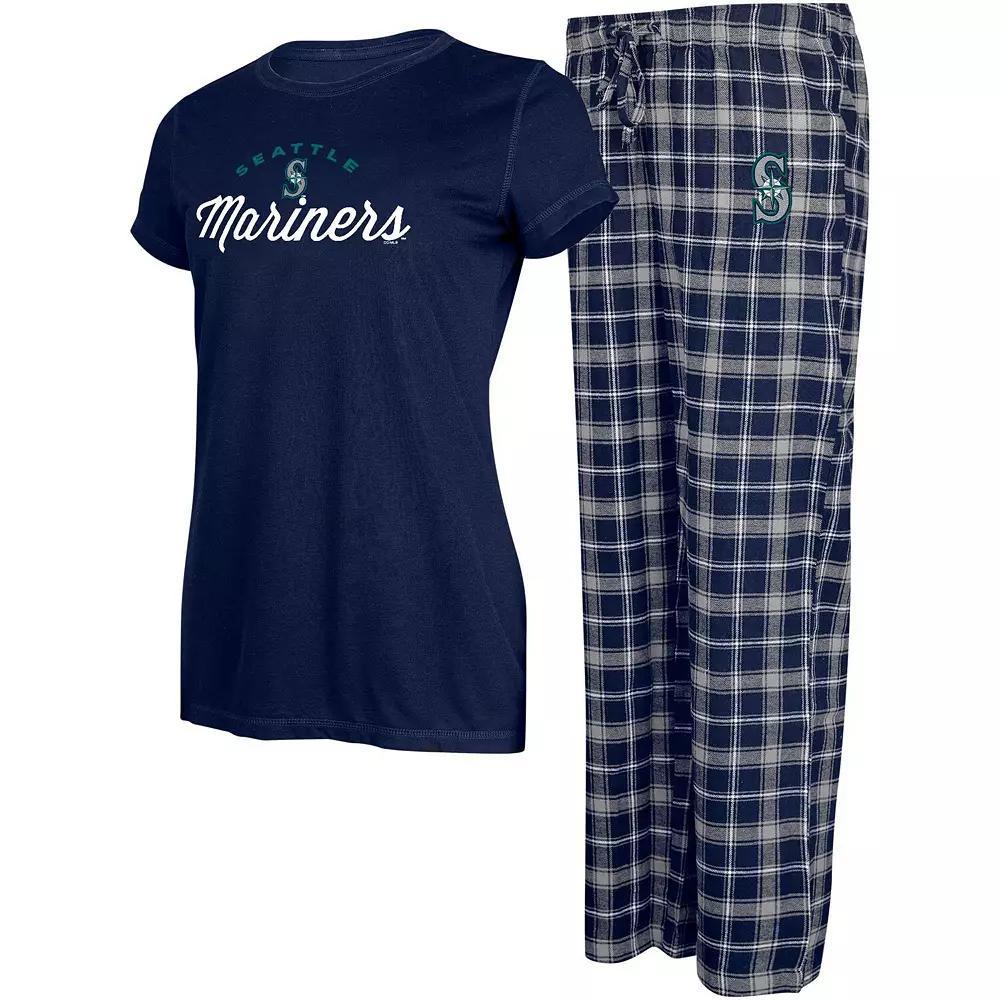 Women's Concepts Sport Navy/Gray Seattle Mariners Arctic T-Shirt & Flannel Pants Sleep Set, Size: Medium, Blue Product Image