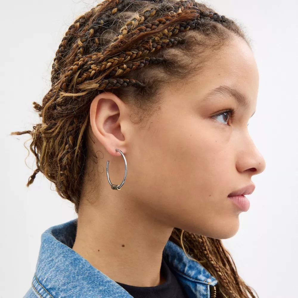 Quilted Signature Bead Large Hoop Earrings Product Image