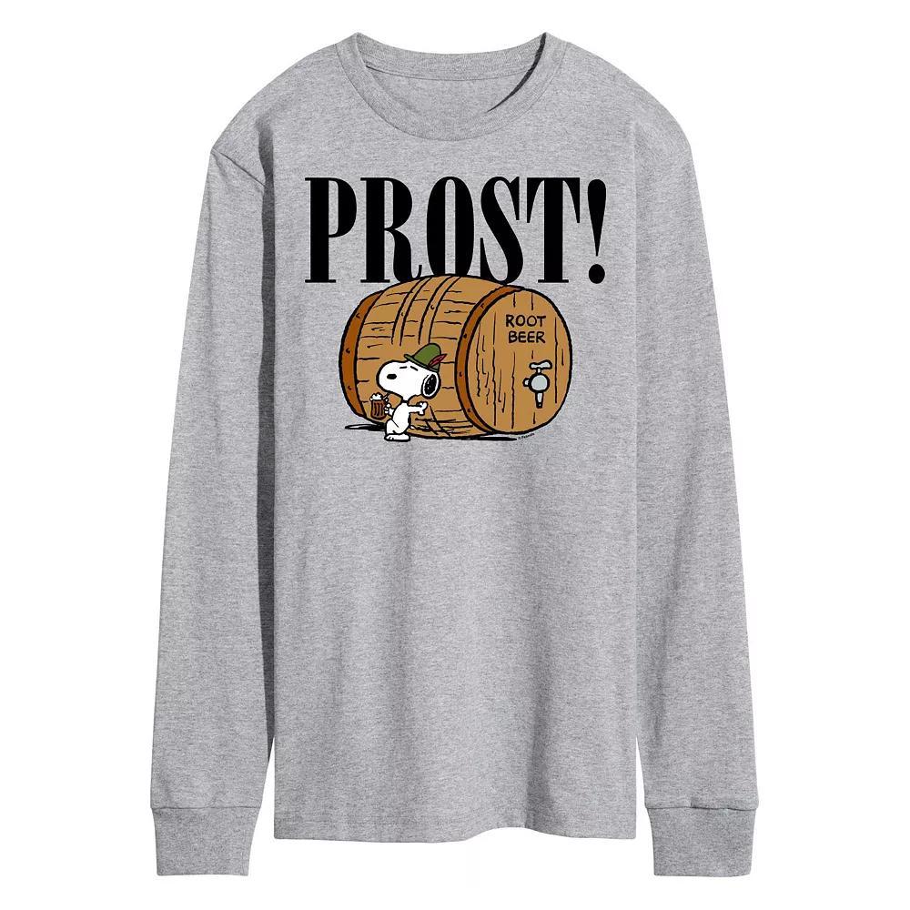 Mens Peanuts Octoberfest Prost! Snoopy Root Beer Long Sleeve Graphic Tee Product Image
