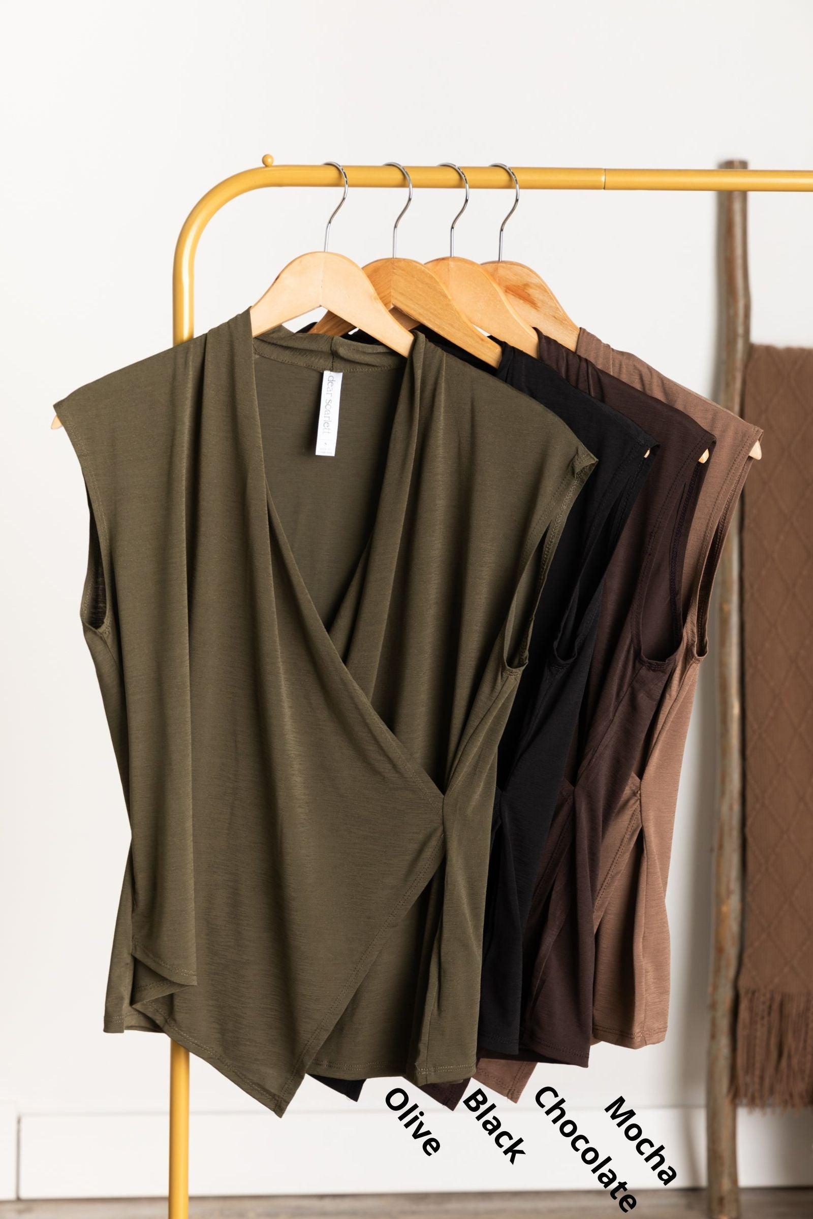 Criss-Cross Surplice Wrinkle Free Knit Top Product Image
