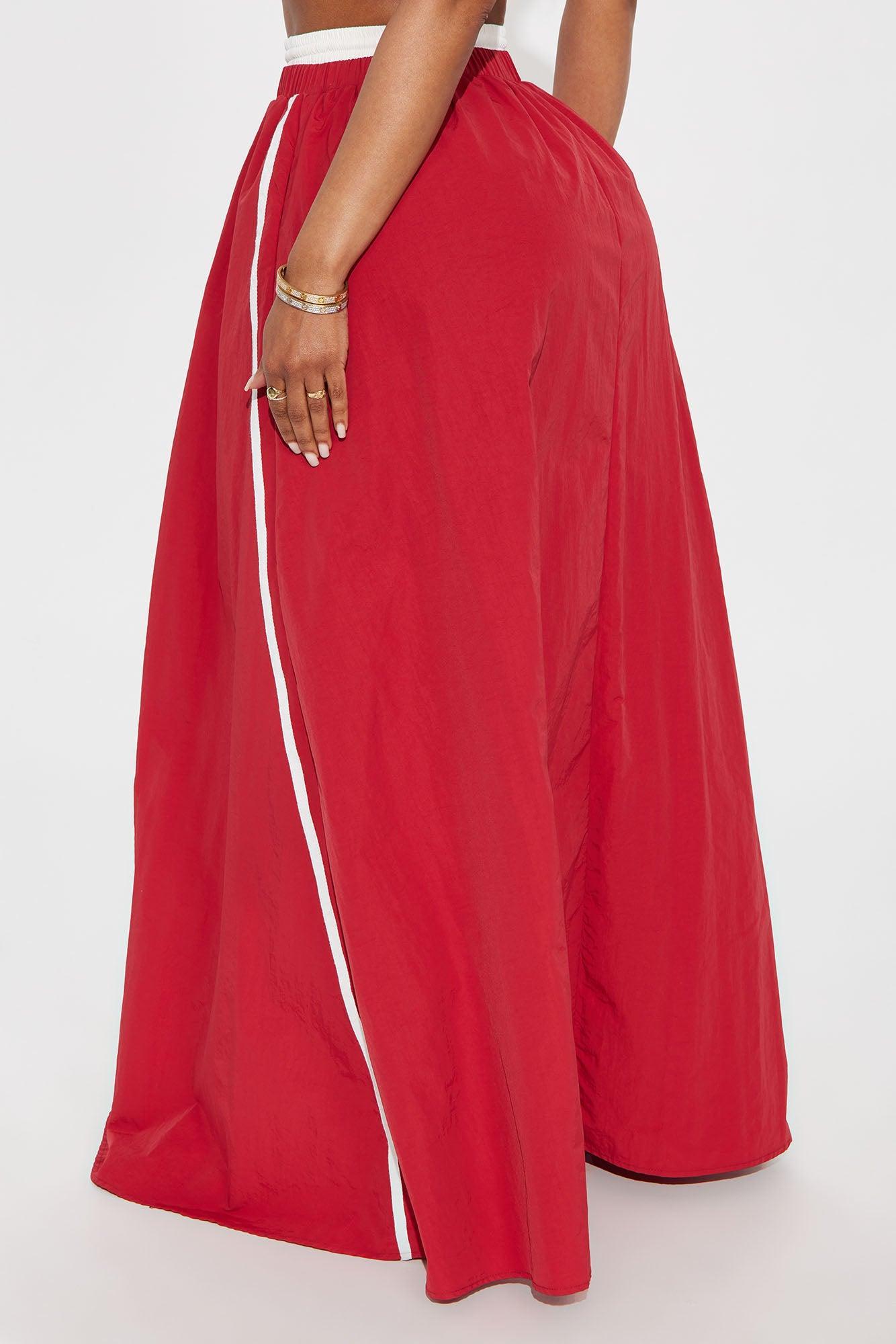 Sporty Gal Striped Maxi Skirt - Red Product Image