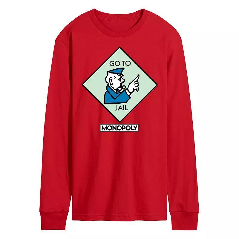 Mens Monopoly Go To Jail Square Long Sleeve Graphic Tee Product Image