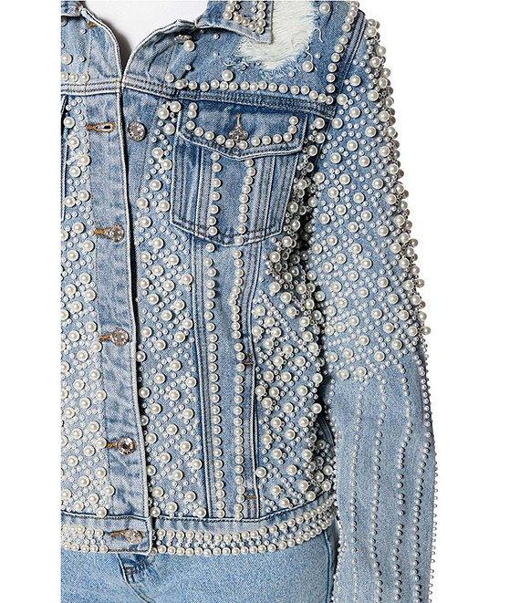 Azalea Wang Alara Collared Cropped Denim Jacket Product Image
