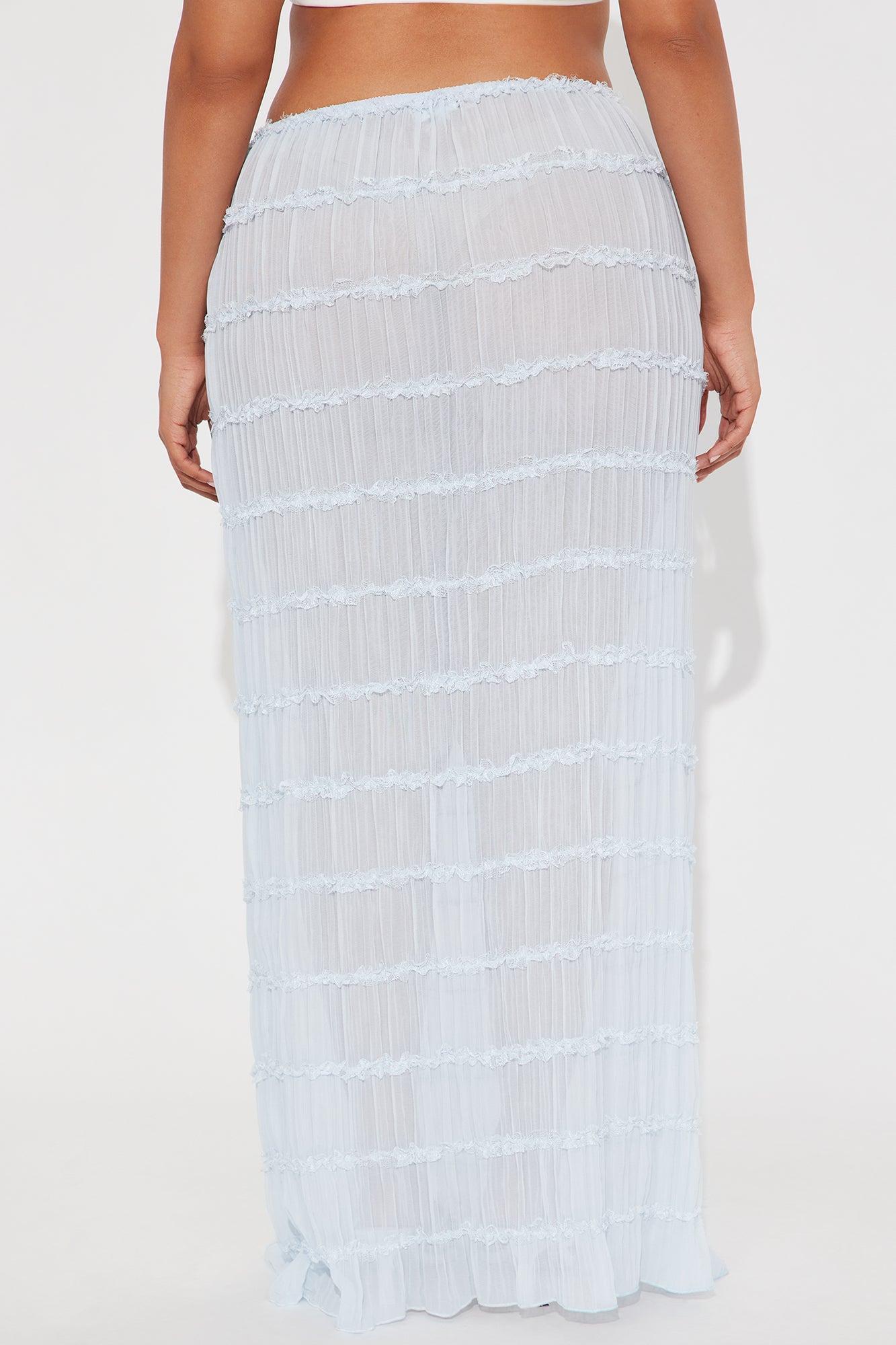 Delilah Tiered Sheer Maxi Skirt - Light Blue Product Image