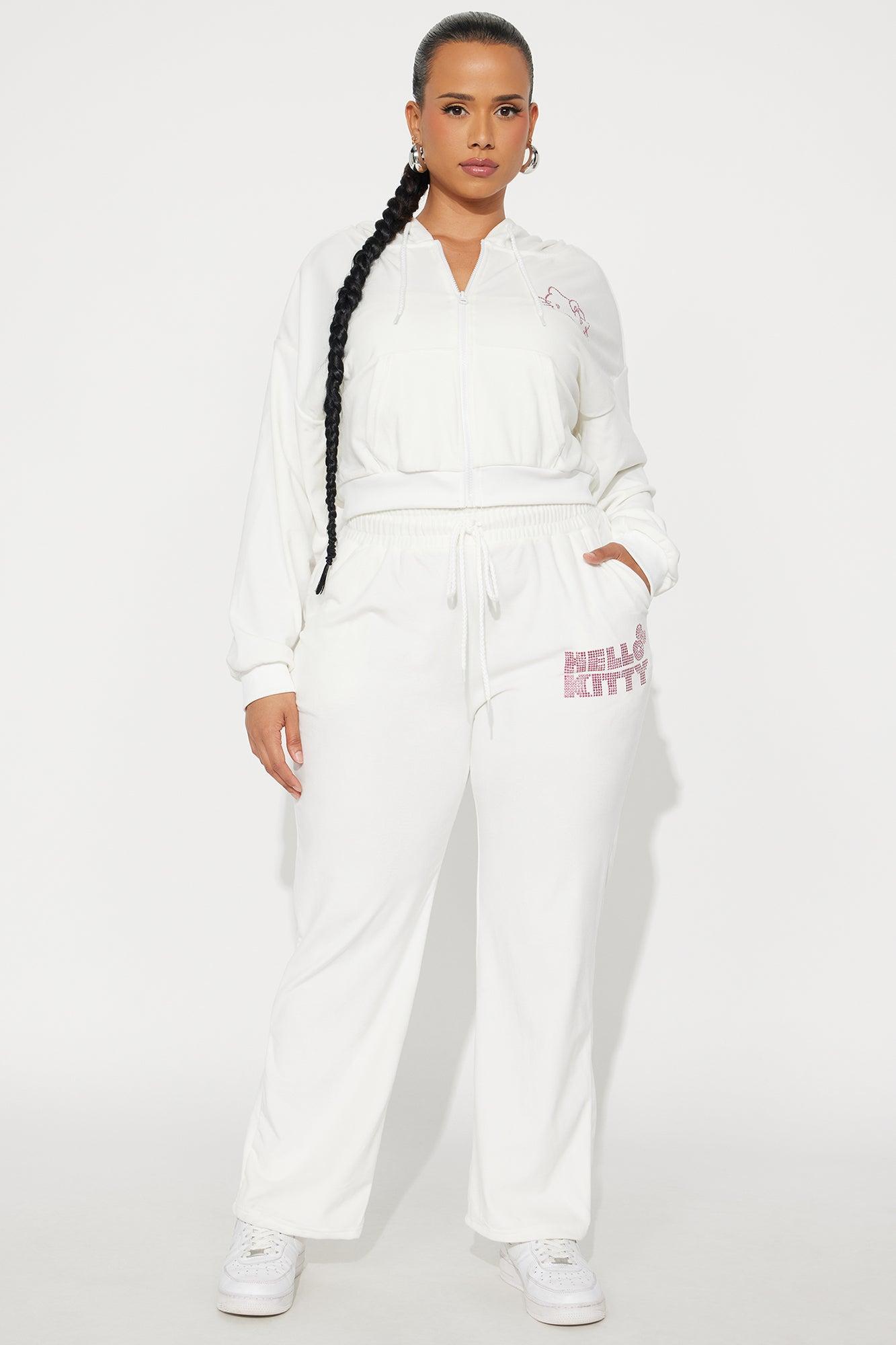 Hello Kitty Rhinestone Velour Zip Hoodie - White Product Image