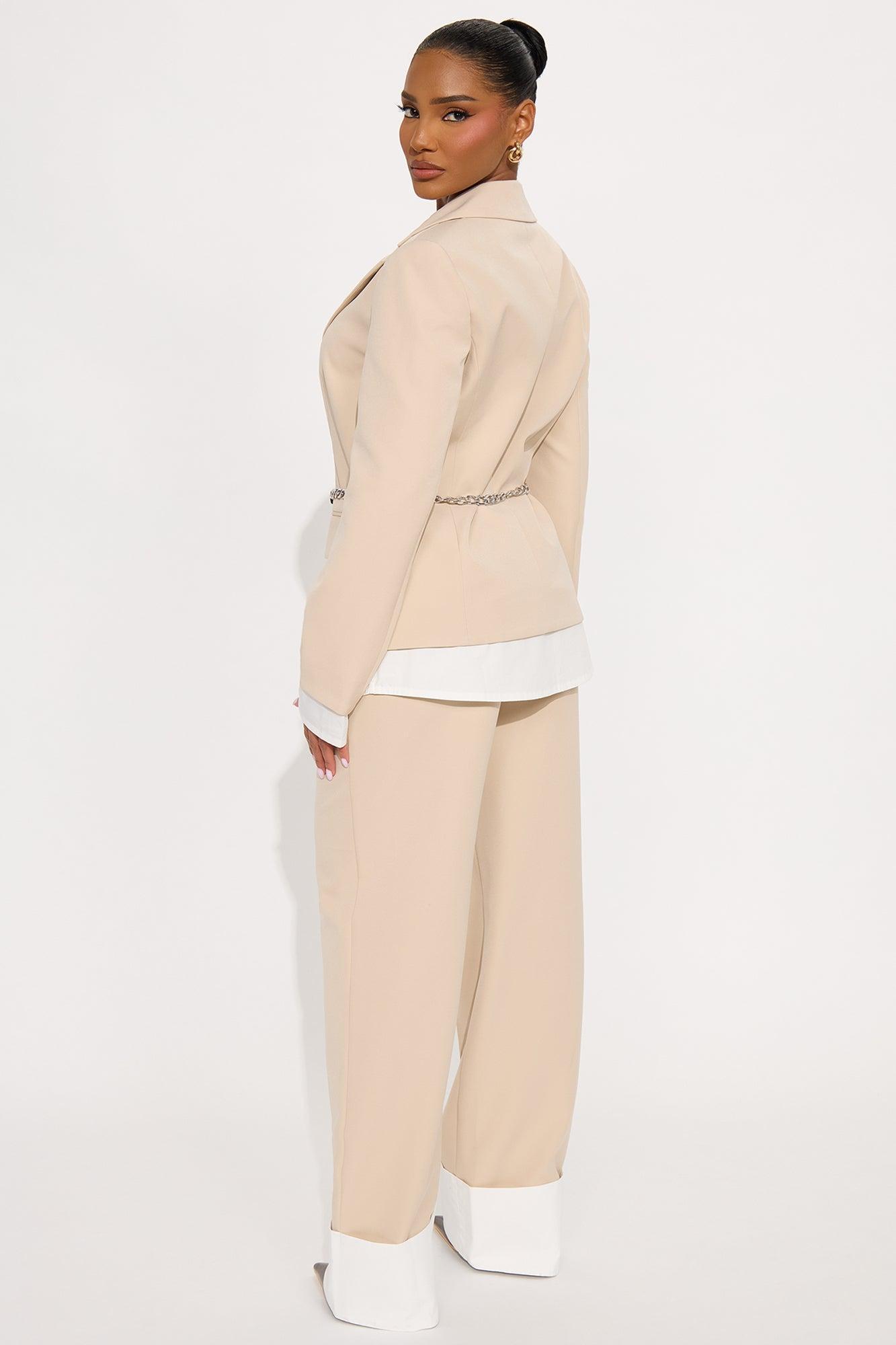Making Moves Office Pant Set - Beige Product Image