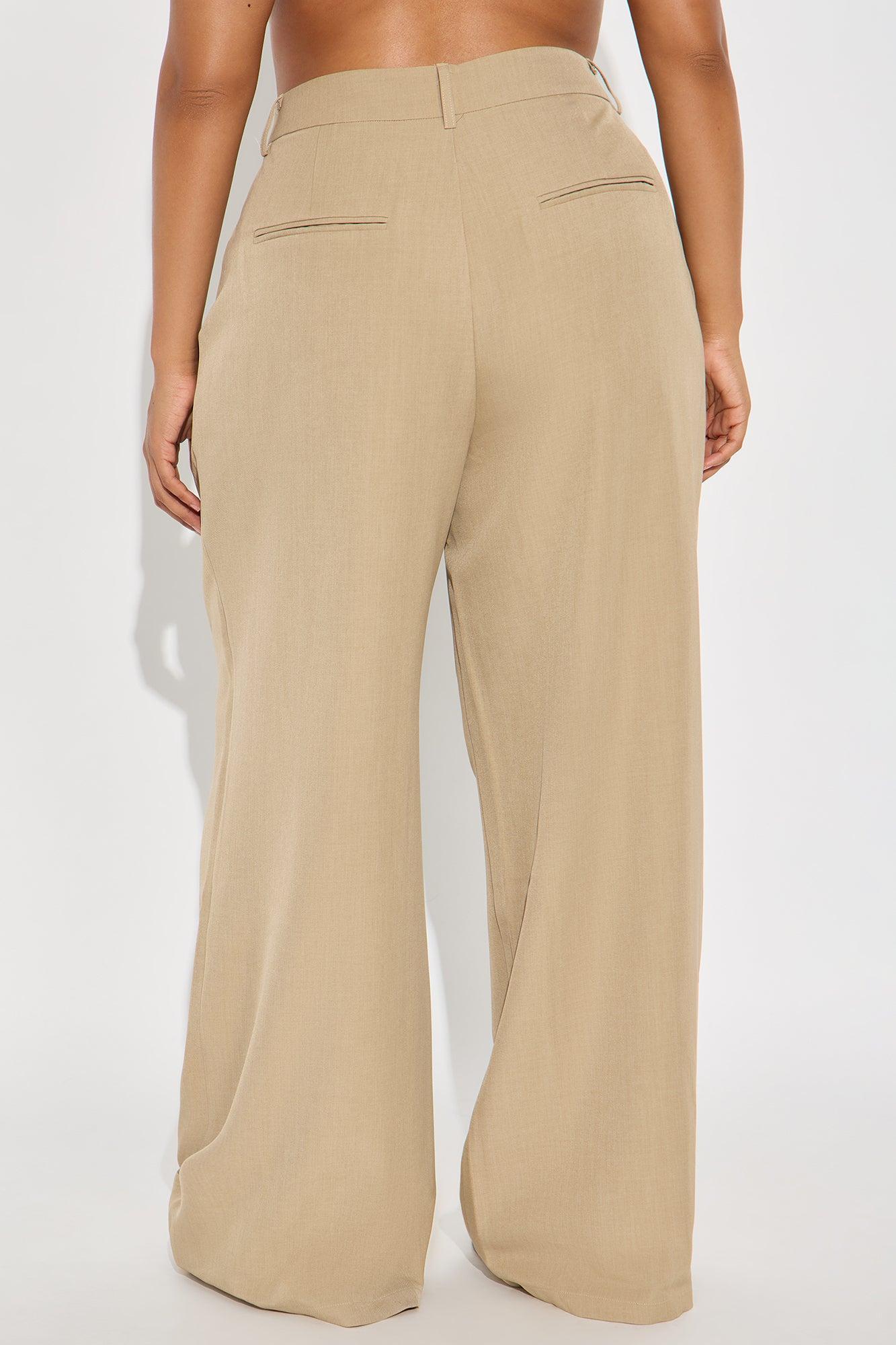 Alena Crepe Wide Leg Trouser Pant - Beige Product Image