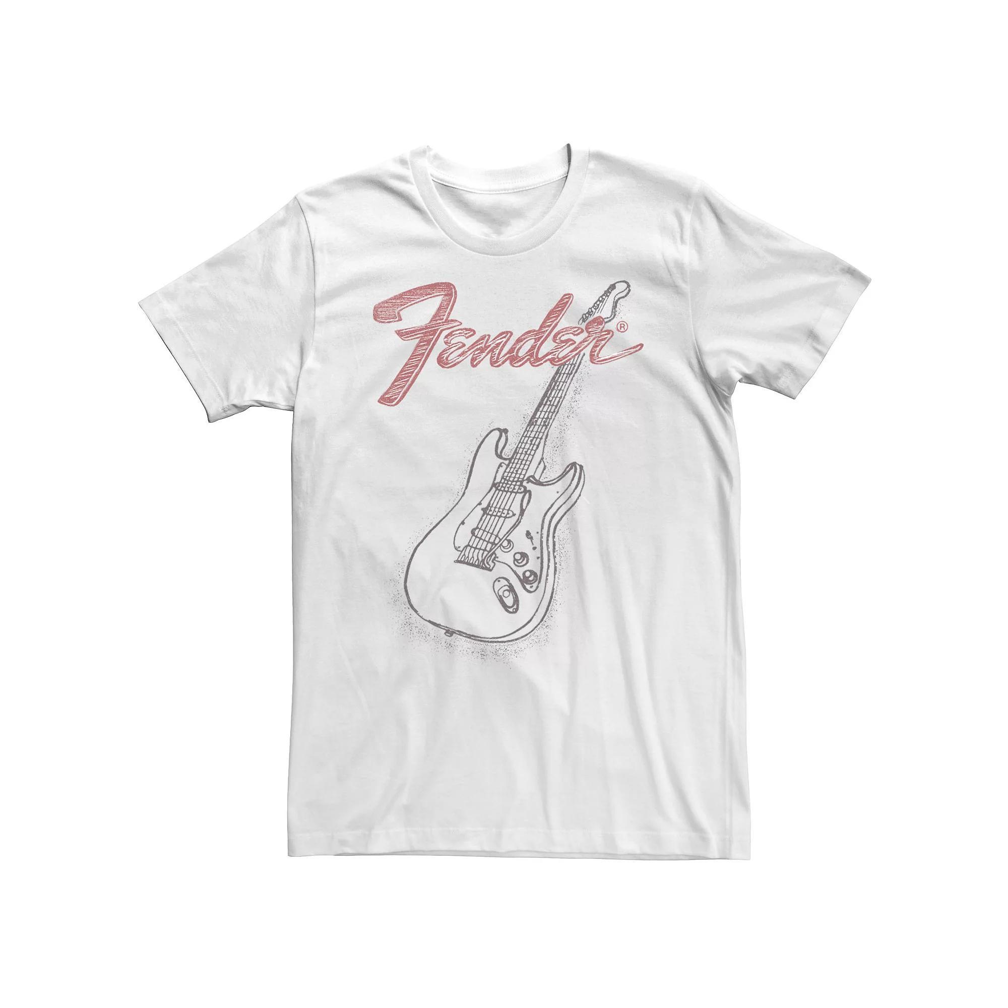 Big & Tall Fender Stratocaster Sketch Portrait Tee, Men's, Size: 5XL, White Product Image
