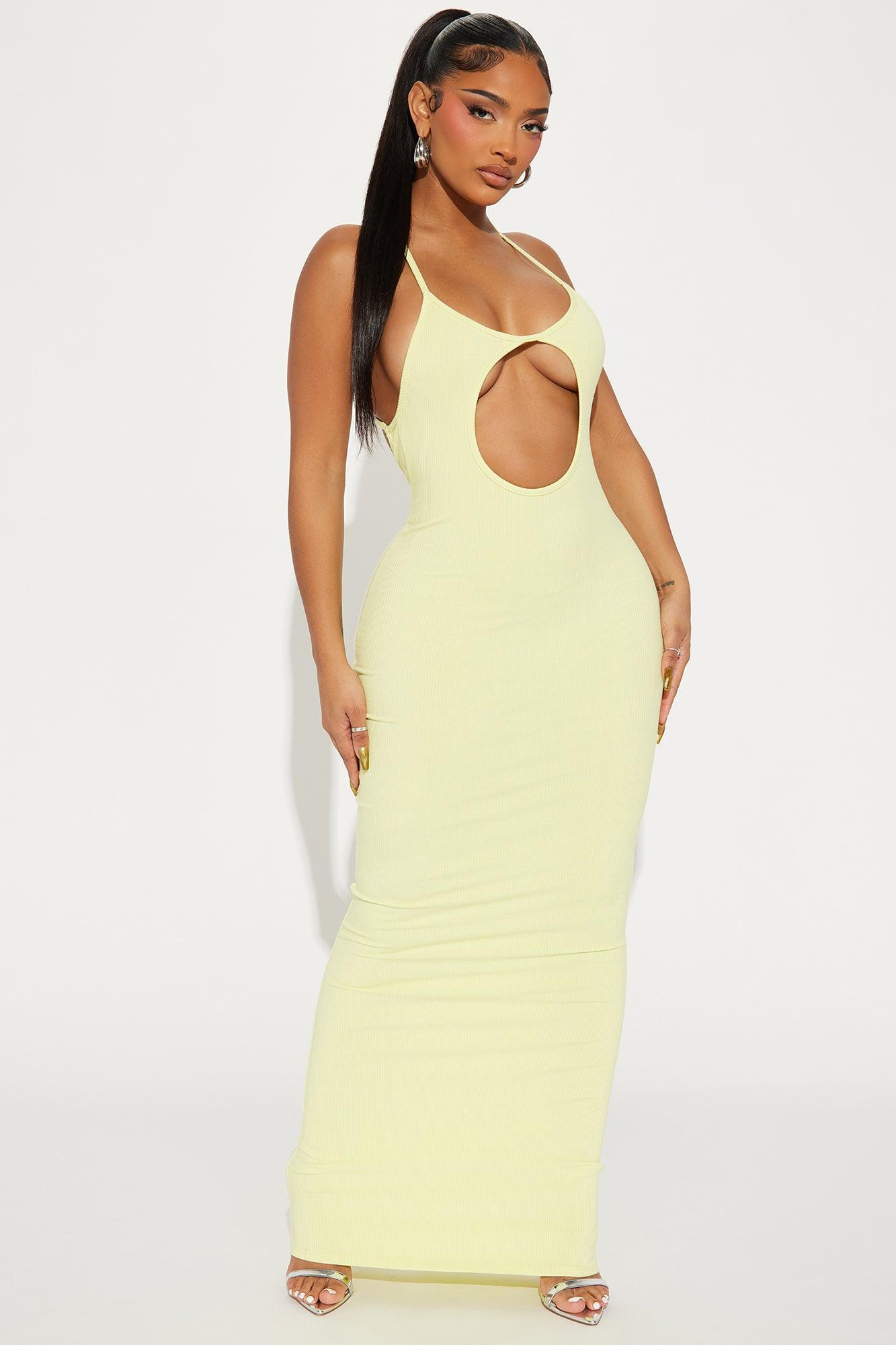 Abigail Snatched Maxi Dress - Citron Product Image