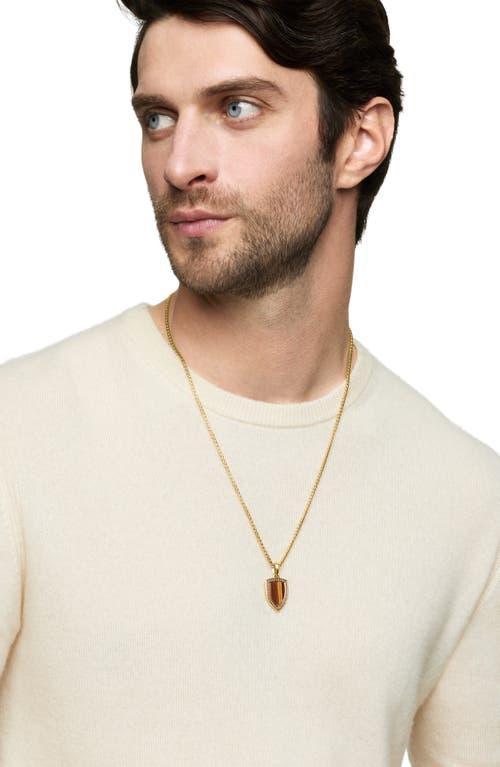 David Yurman Shield Amulet Pendant in 18K Yellow Gold with Tigers Eye and Pave Cognac Diamonds Product Image