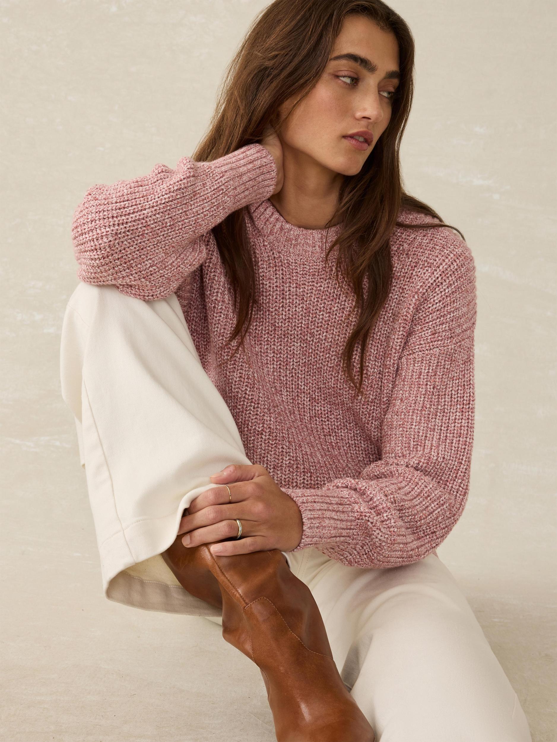 Sunwashed Cotton Fisherman Sweater - Seashell Blush Female Product Image