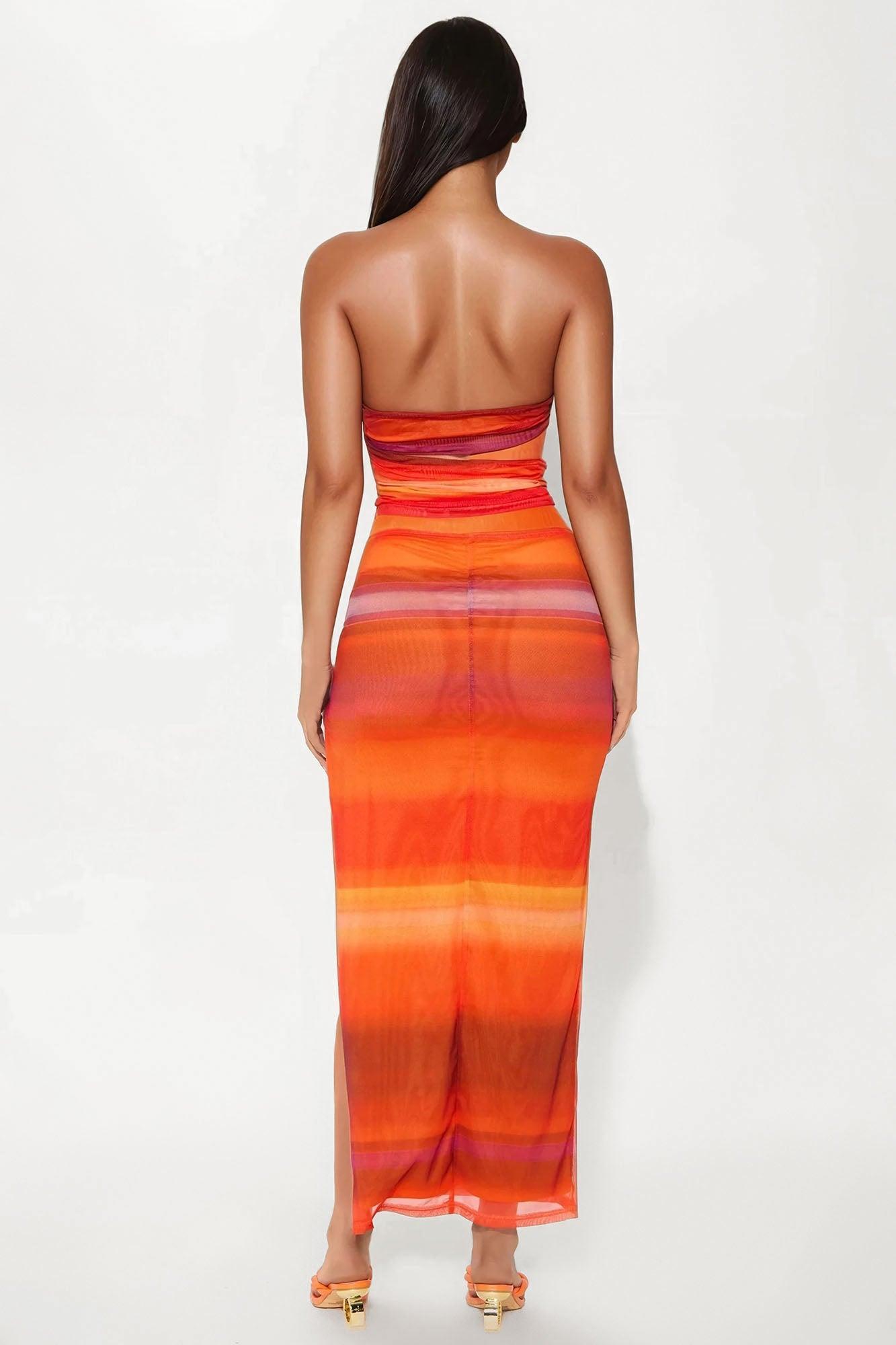 Horizon Heat Mesh Skirt Set - Orange/combo Product Image