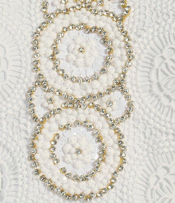 Lilly Pulitzer Burnett Butterfly Medallion Lace Beaded Round Neck 3/4 Sleeve Maxi Dress Product Image