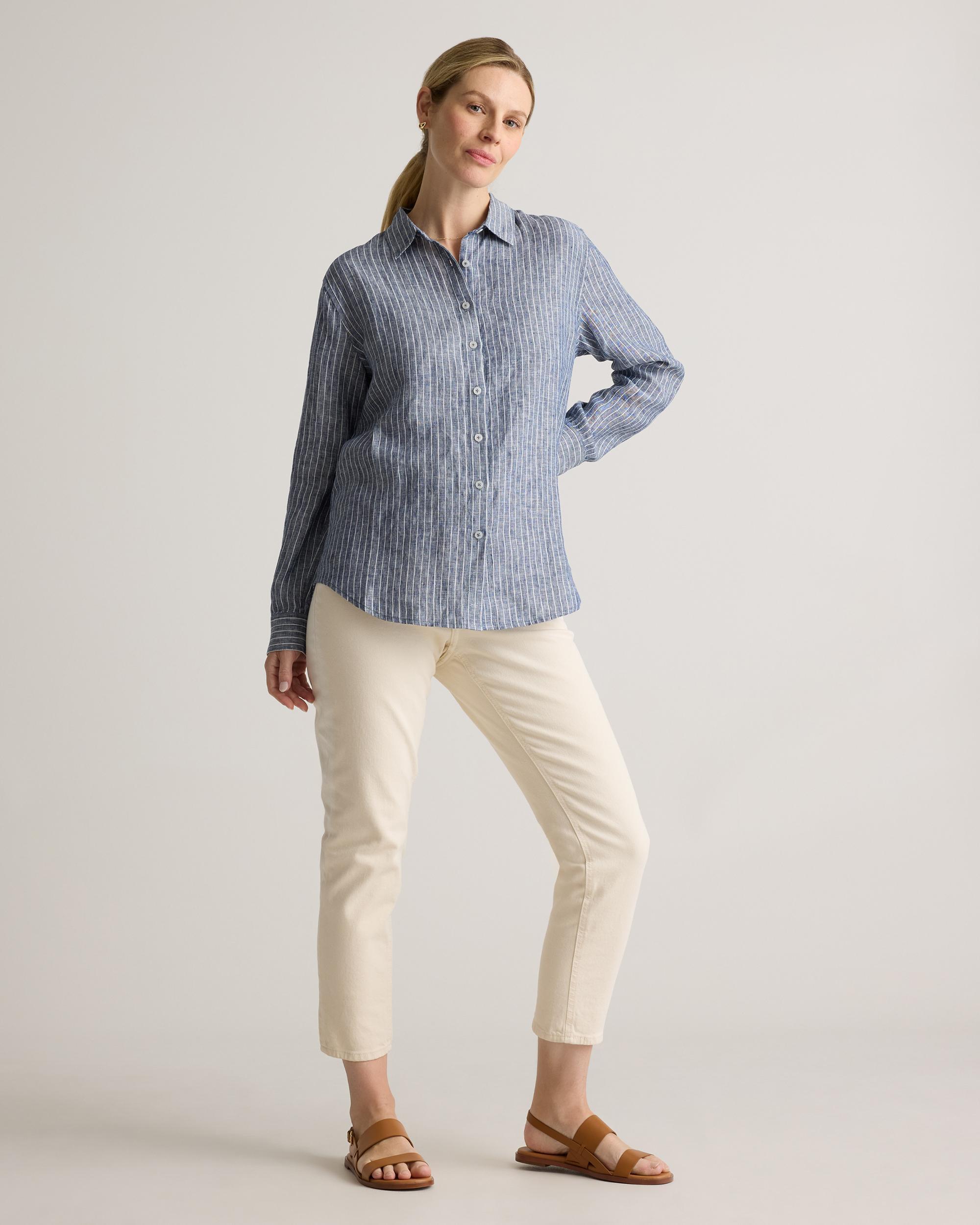 Quince | Women's 100% European Linen Maternity Long Sleeve Shirt Product Image