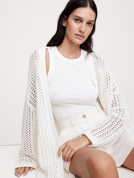 Oversized Cotton Crochet Duster Cardigan Product Image