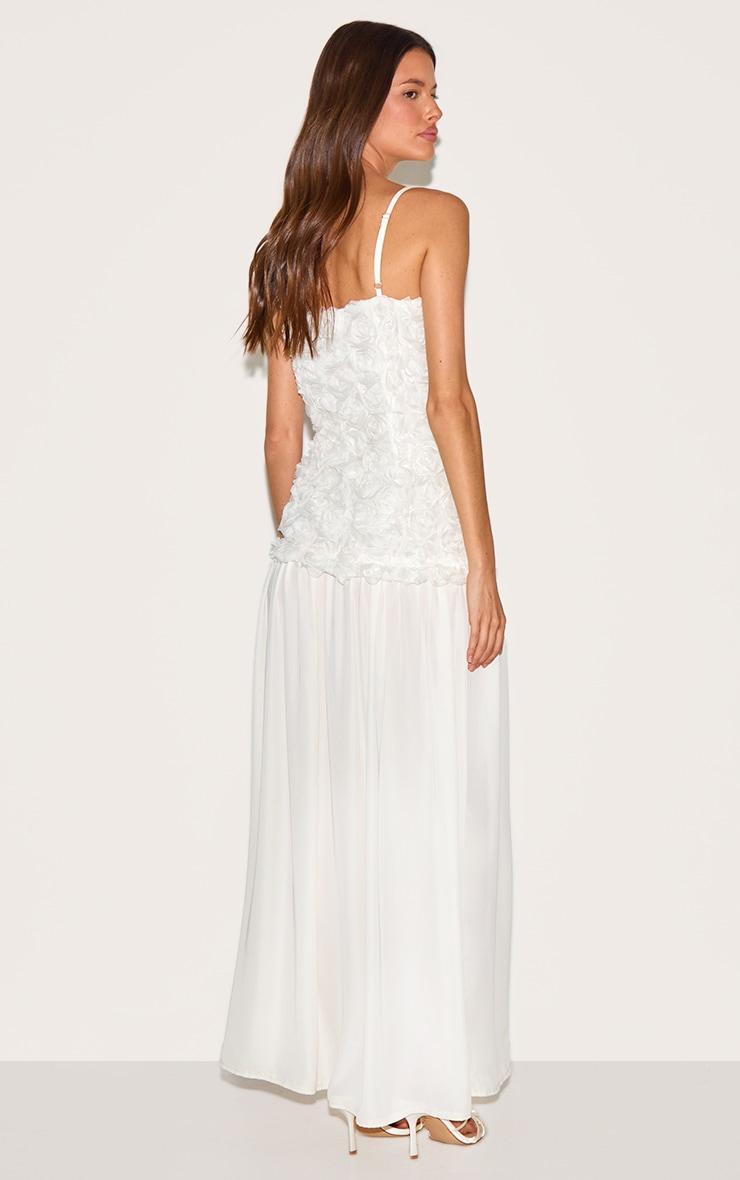 Cream Floral Dropped Waist Maxi Dress Product Image
