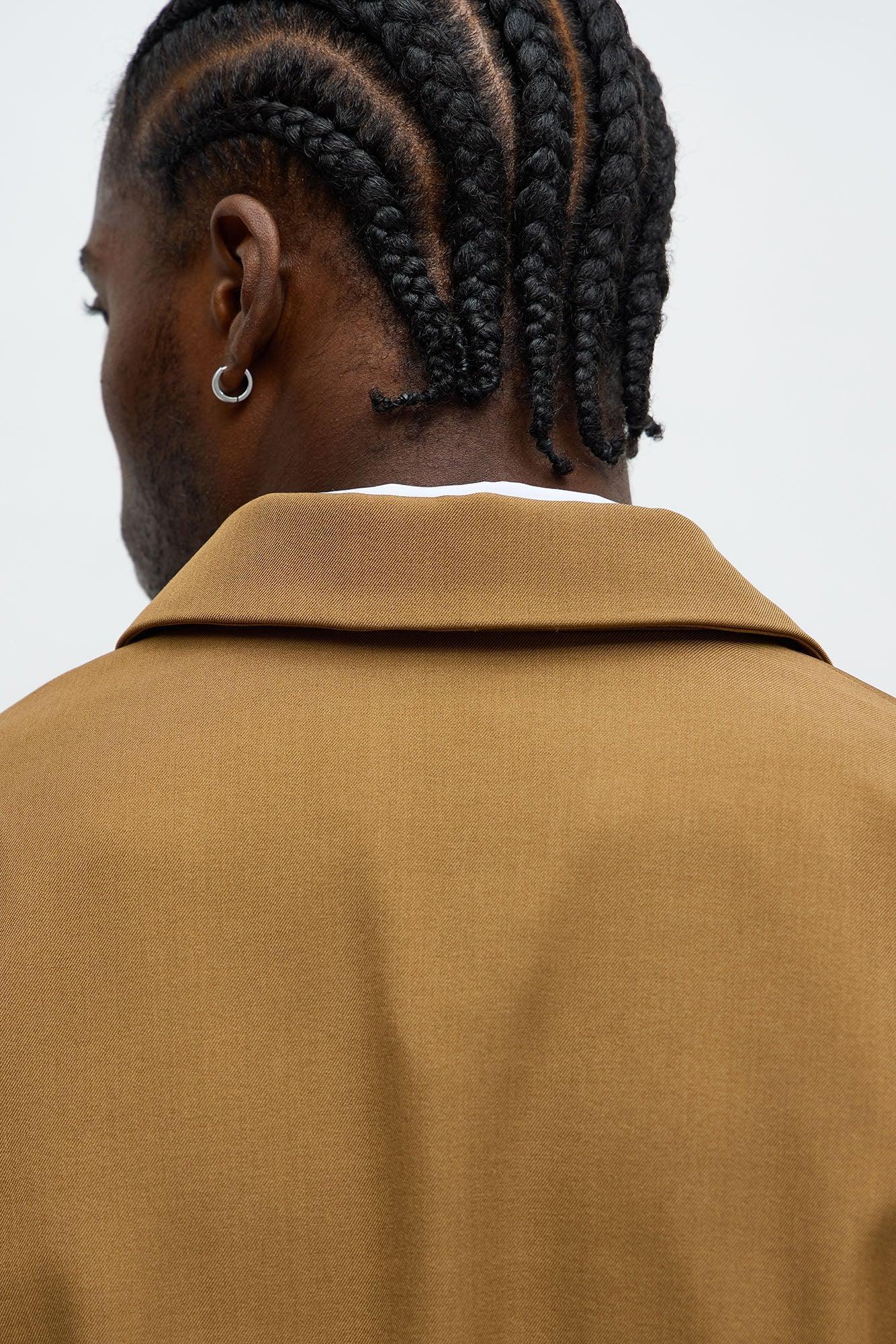 Cropped Strikeout Blazer Bomber Jacket - Brown Product Image