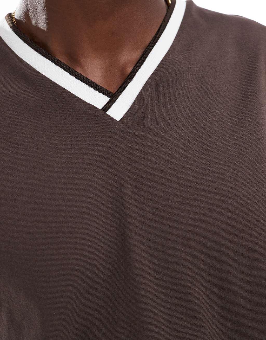 ASOS DESIGN oversized T-shirt with back print in brown Product Image