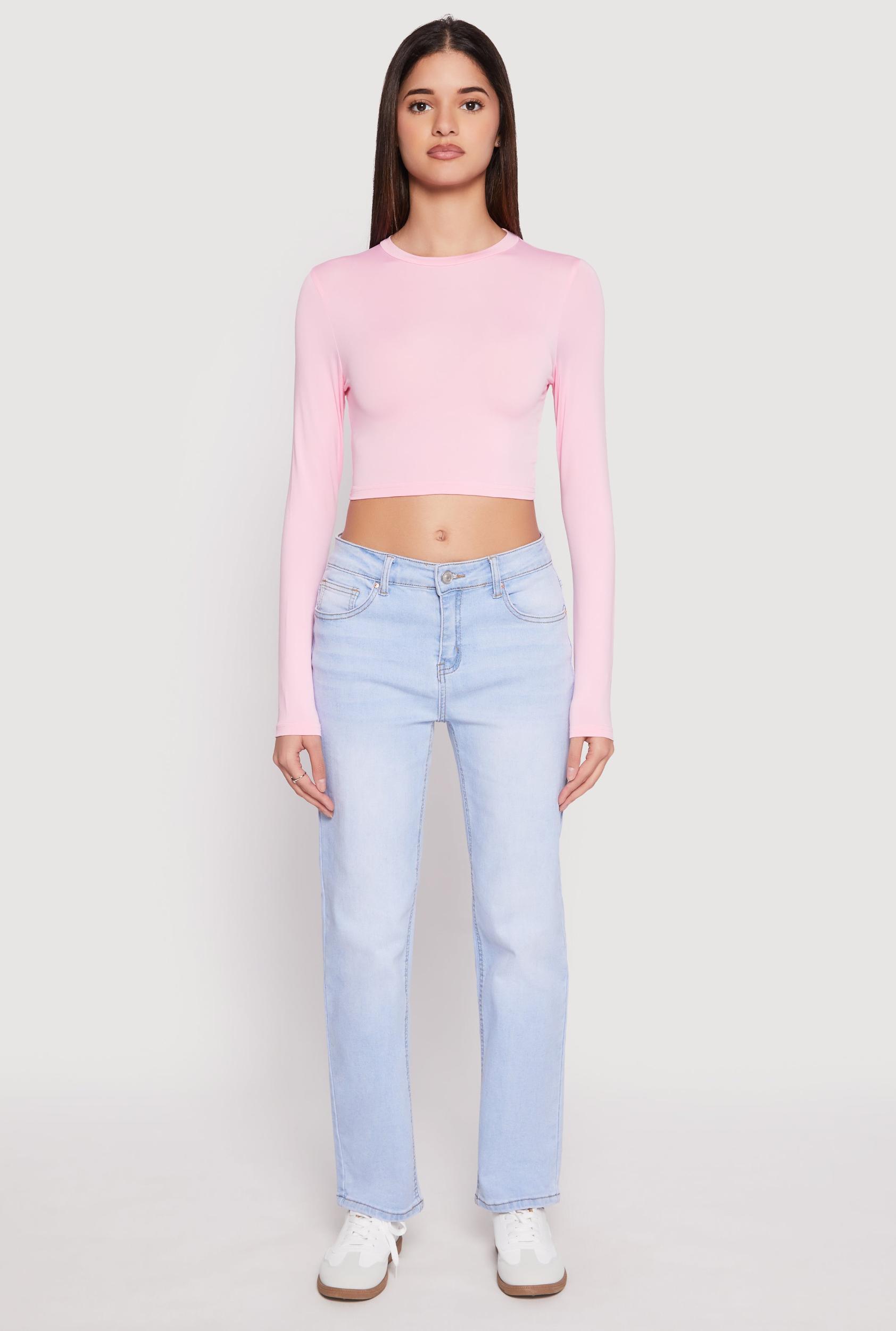Womens Daisy Long Sleeve High Neck Crop Top Product Image