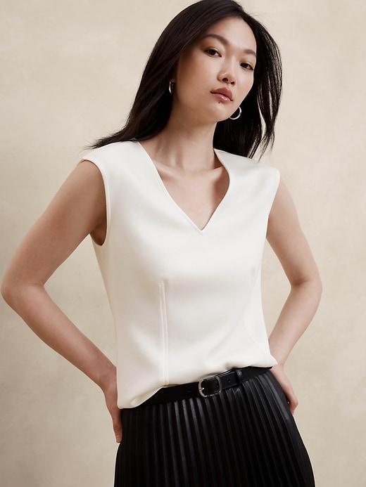 Soft Touch Scuba V-Neck Top Product Image