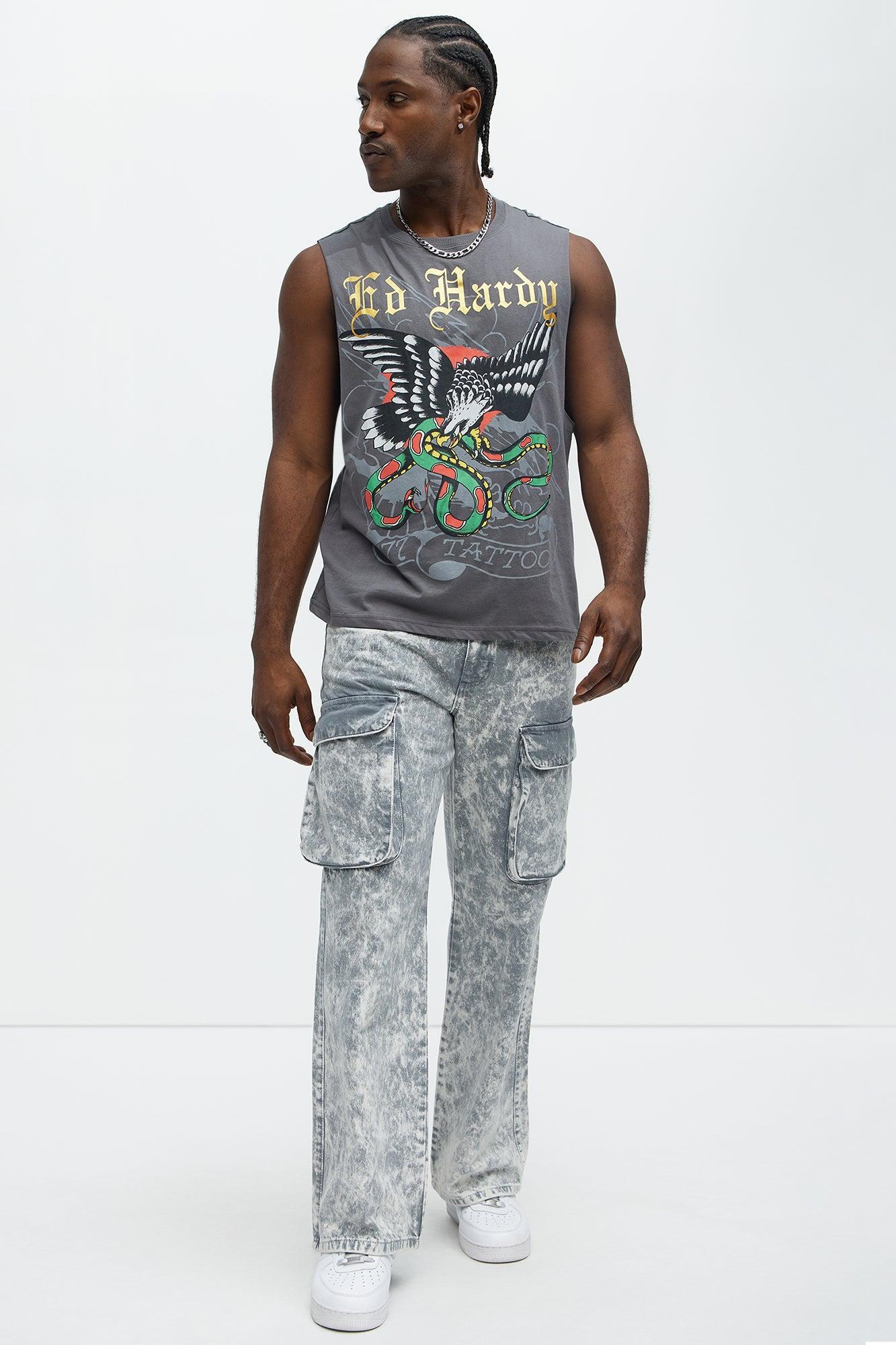 Ed Hardy Eagle Snake Muscle Tee - Charcoal Product Image