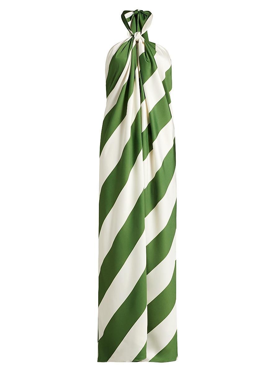 Womens Chantell Diagonal Striped Halterneck Maxi Dress Product Image