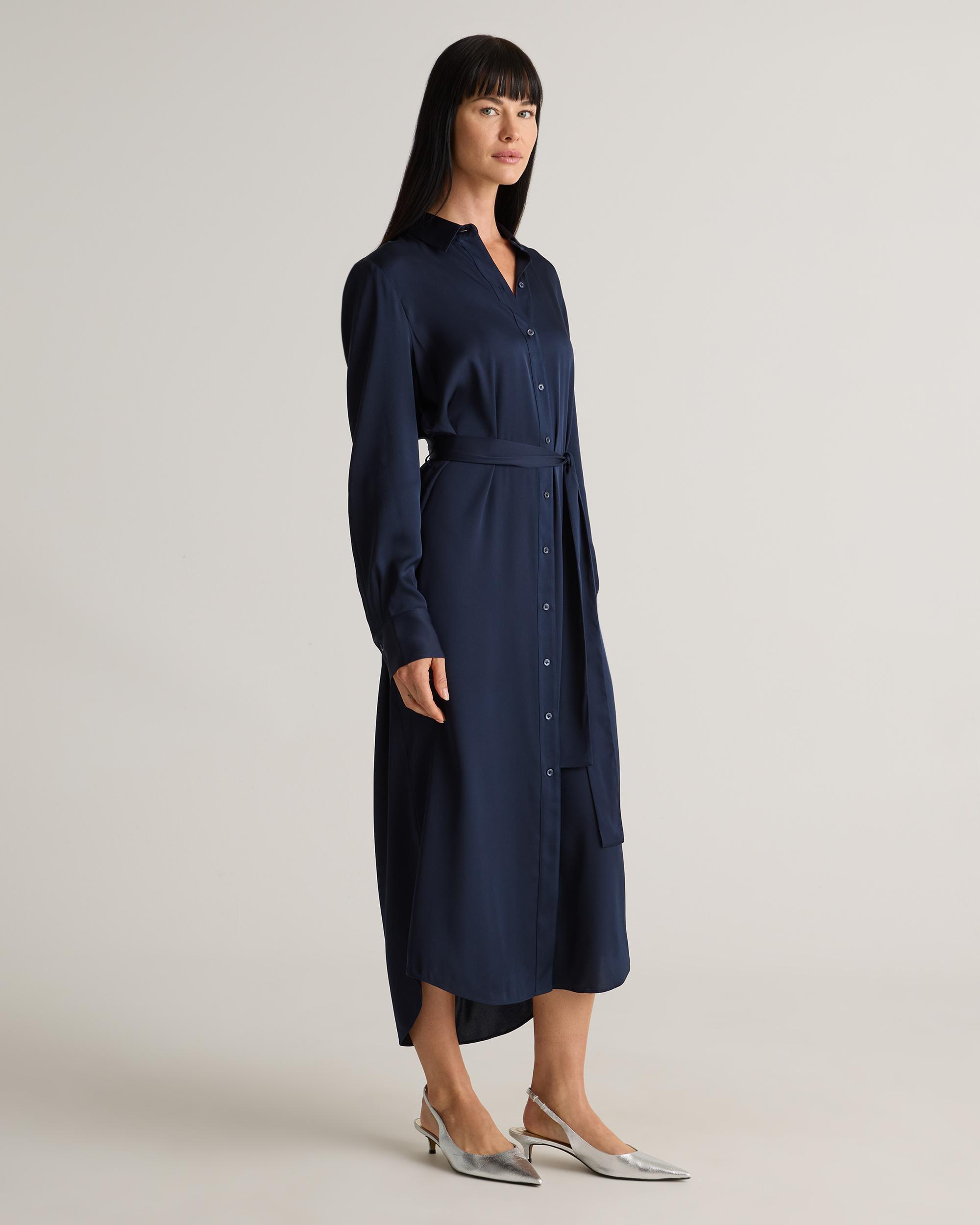 Quince | Women's Washable Stretch Silk Maxi Shirt Dress Product Image