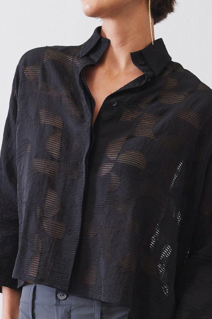 Oversized Geo Sheer Cropped Blouse Product Image