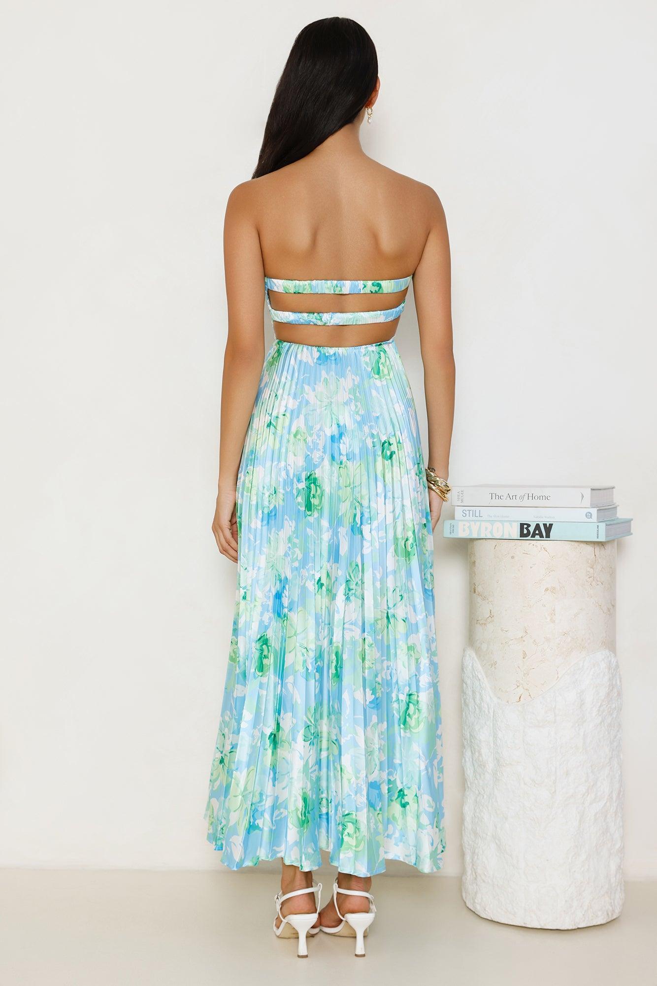 Lilou Strapless Satin Maxi Dress Blue Product Image