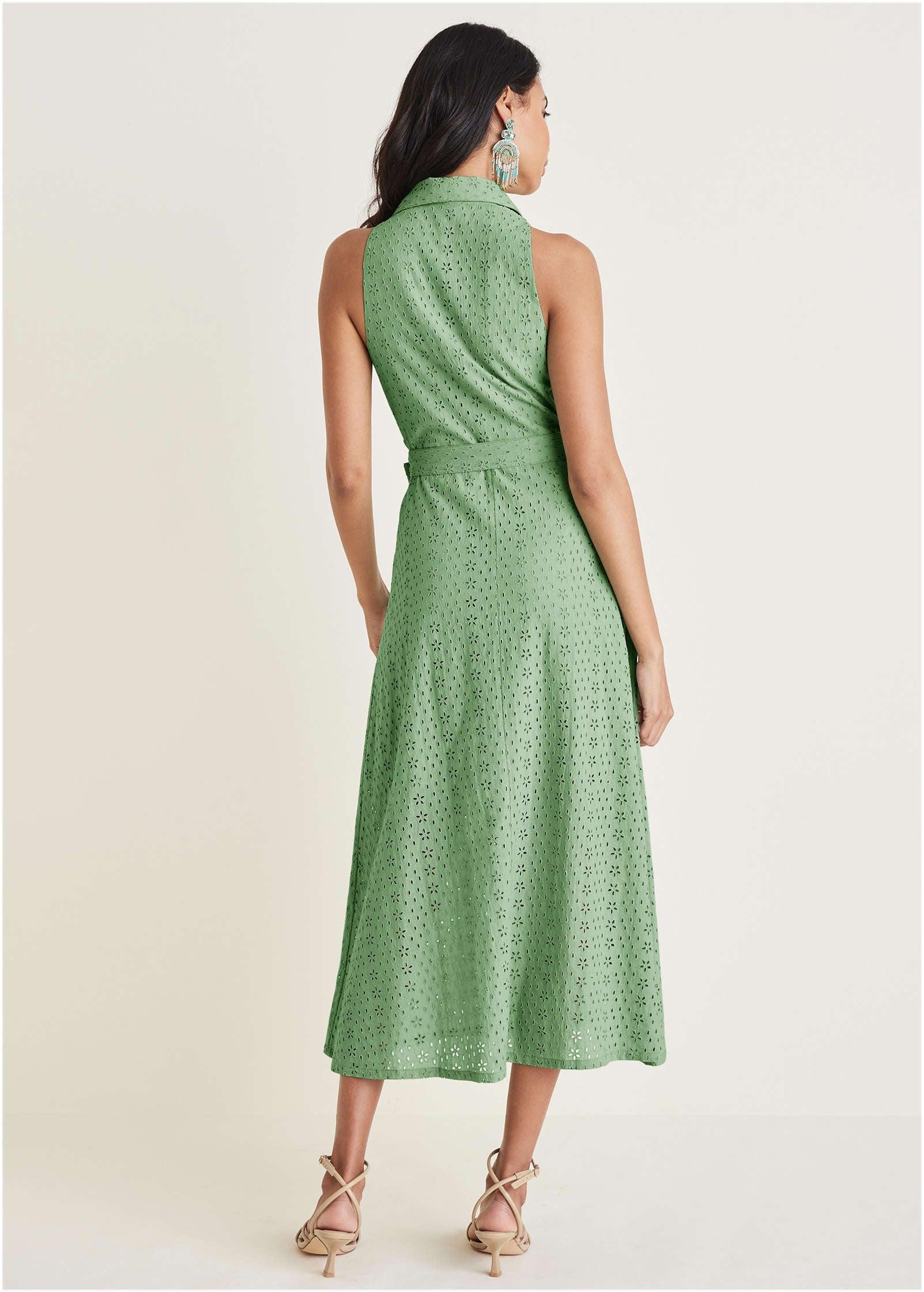 Eyelet Maxi Dress - Basil Product Image