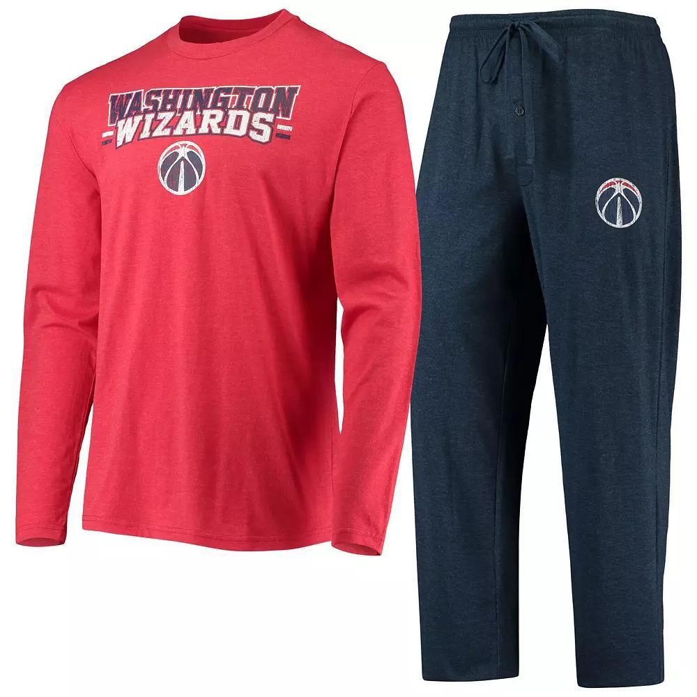 Men's Concepts Sport Navy/Red Washington Wizards Long Sleeve T-Shirt & Pants Sleep Set, Size: 2XL, Wiz Blue Product Image