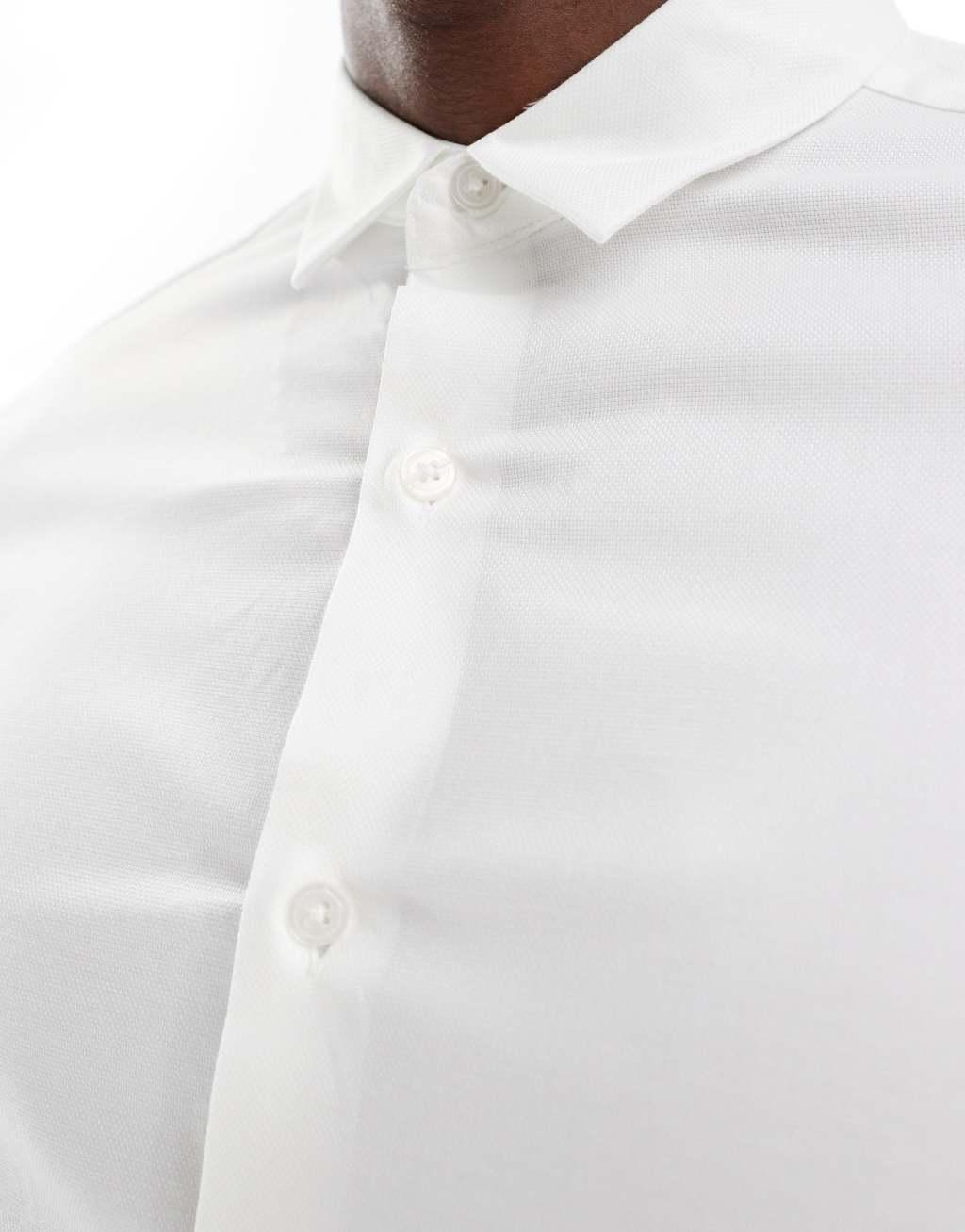 ASOS DESIGN formal skinny fit oxford shirt with double cuff Product Image