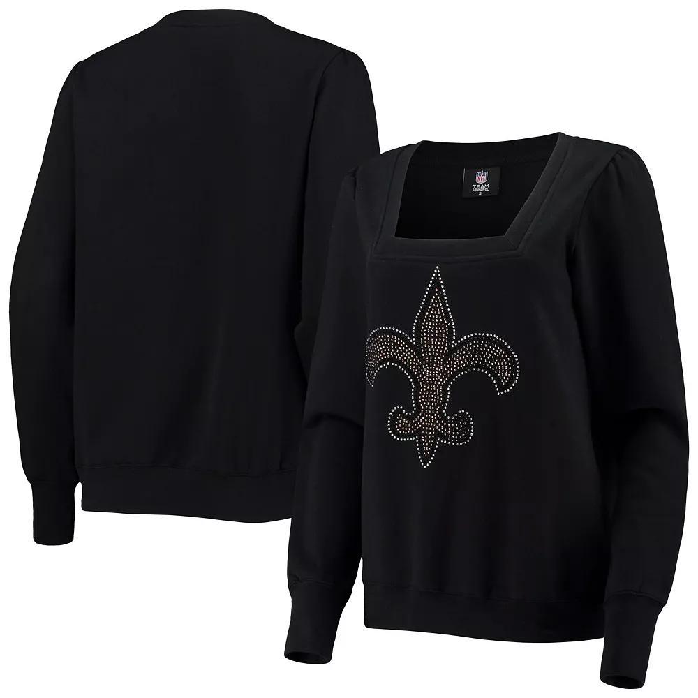 Women's Cuce Black New Orleans Saints Winners Square Neck Pullover Sweatshirt, Size: Large Product Image
