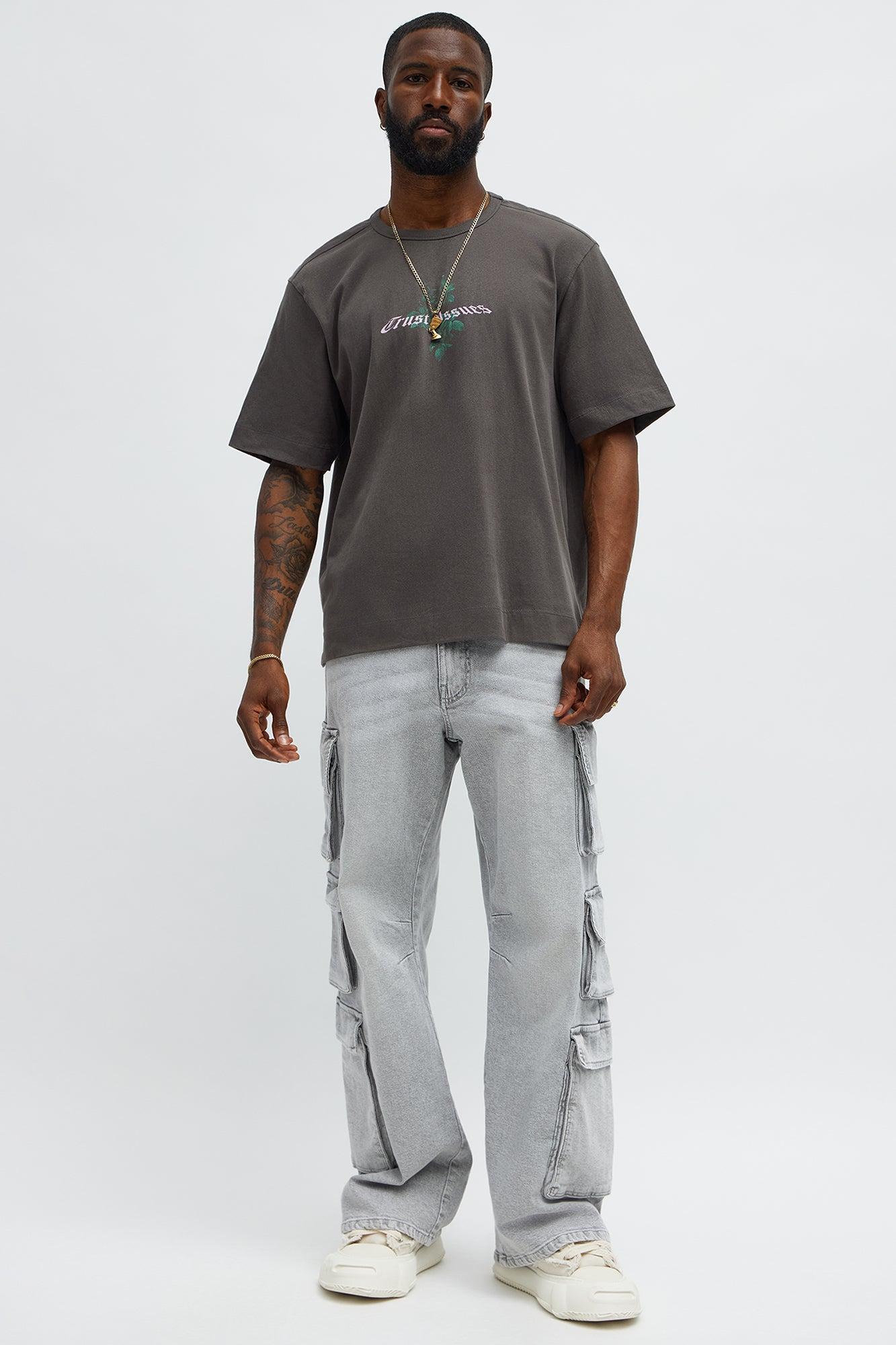 Trust Issues Oversized Short Sleeve Tee - Dark Grey Male Product Image