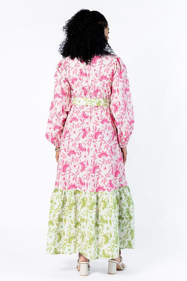 Grow Together Multi Colorblock Floral Midi Dress FINAL SALE Product Image