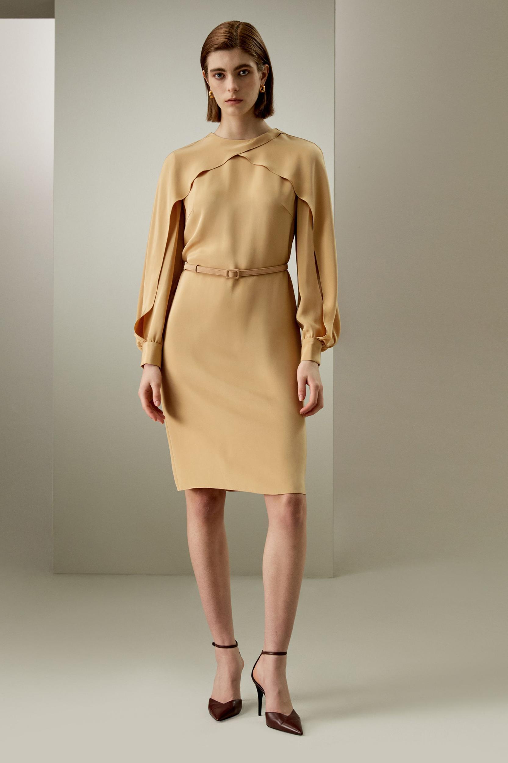 Carissa Side Slit Lantern Sleeve Dress Product Image