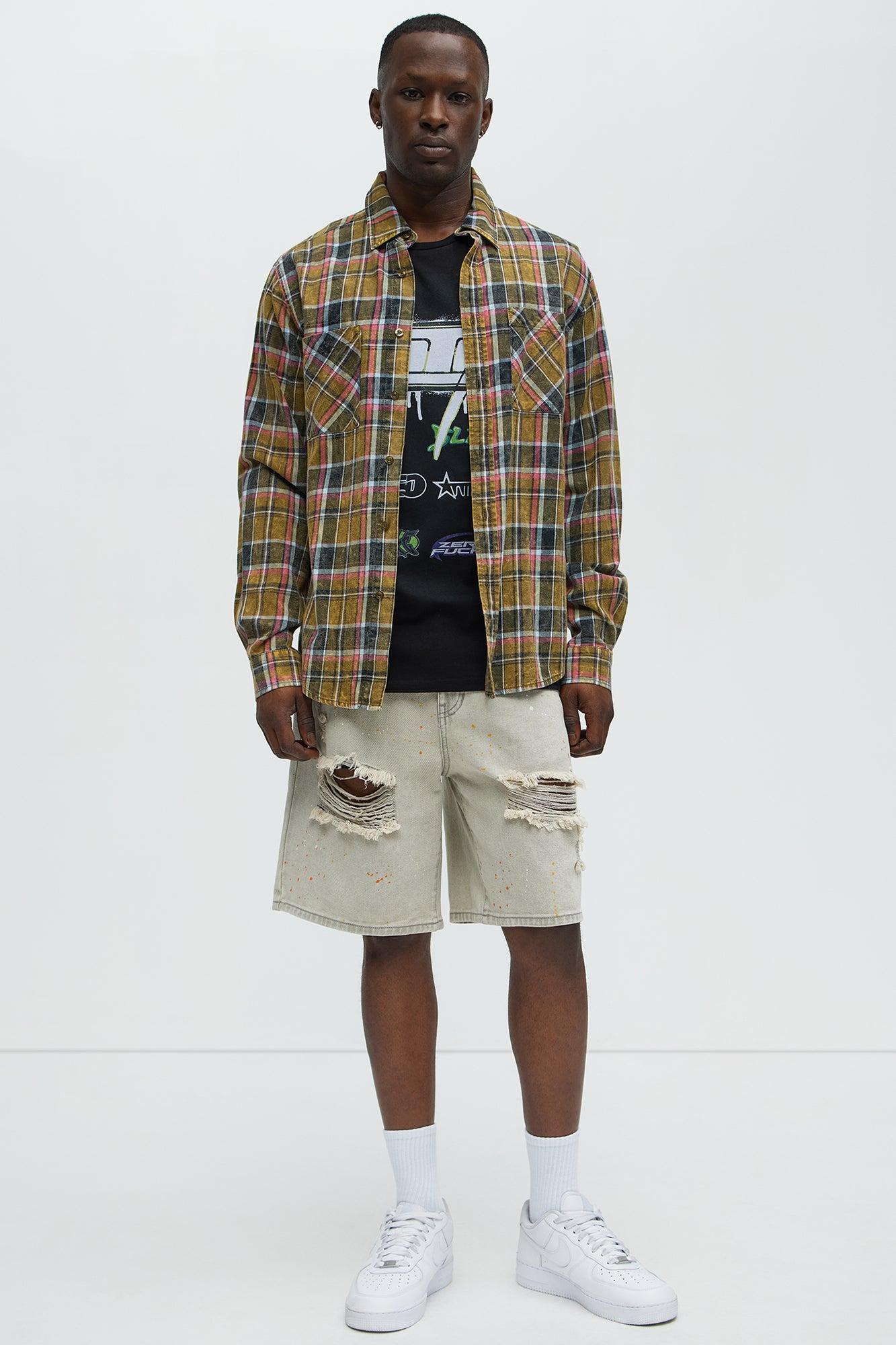 These Streets Paint Splattered Relaxed Denim Shorts - Grey Product Image