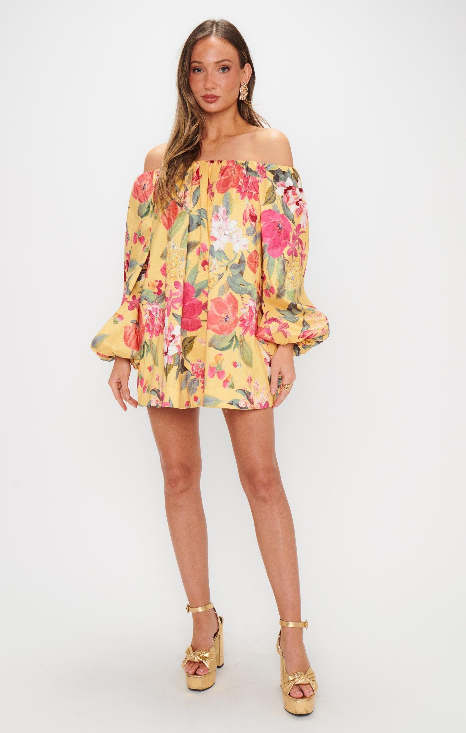 Brenna Mini Dress ~ Mimosa Floral Taffeta Product Image
