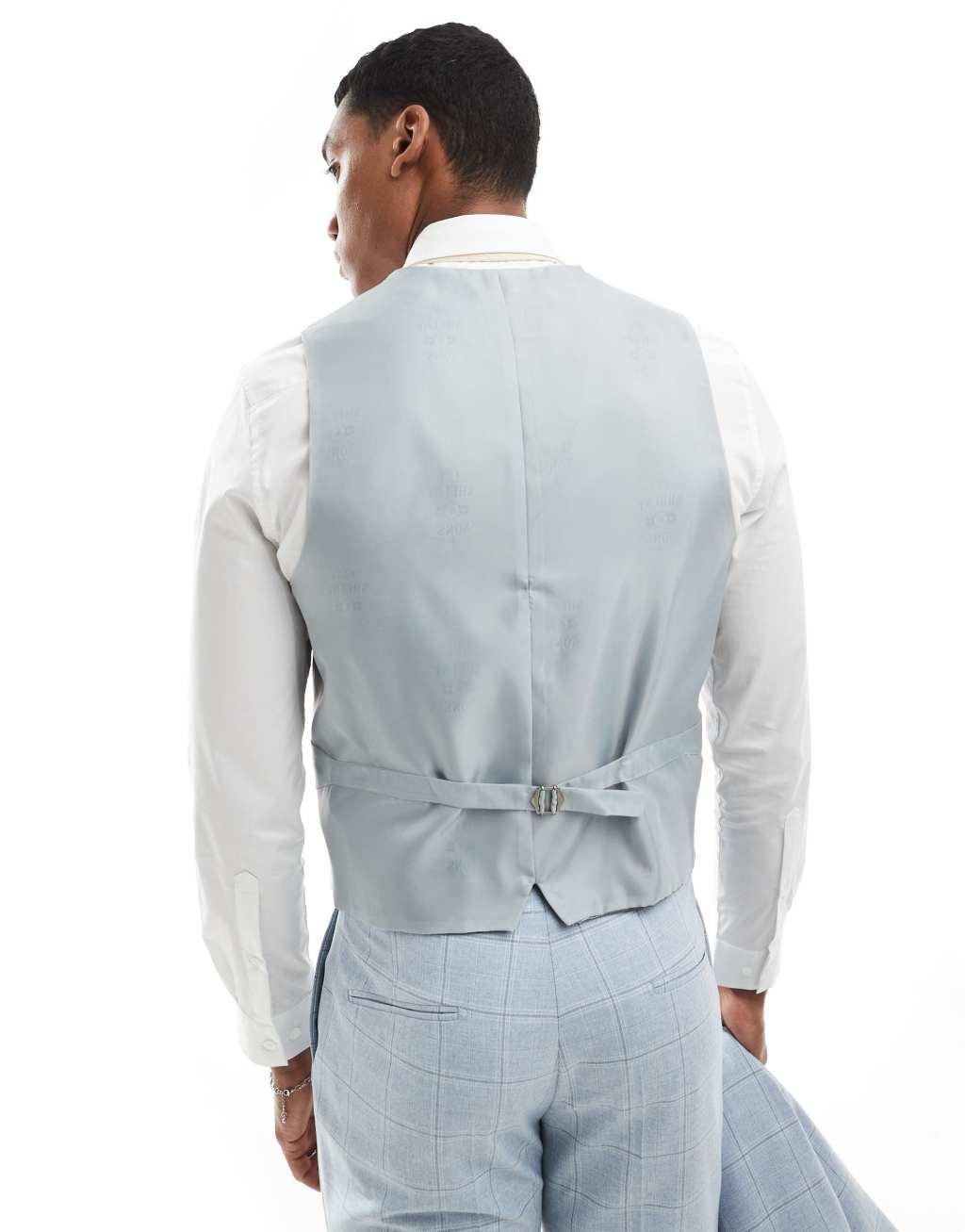 Shelby and Sons slim richmond suit vest in light blue Product Image